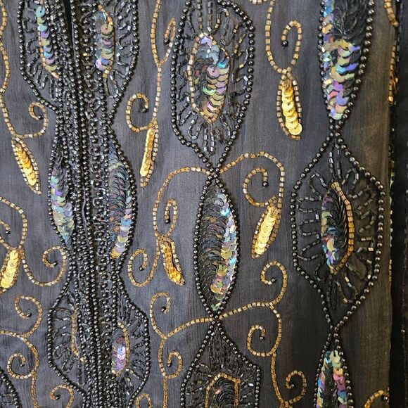 Niks Touch silk sequined & beaded black jacket. Size L. NWT. - Picture 2 of 5